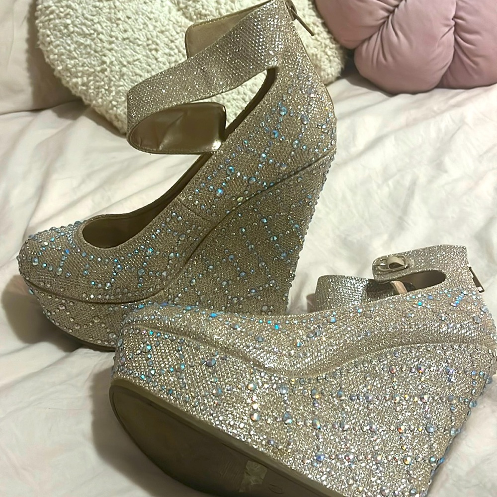 Sparkling Platform Wedge Shoes